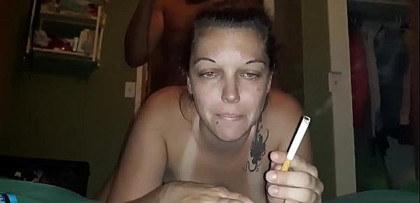  Pawg Wife Smoking A Cig While Bent Over Getting It Doggie Style